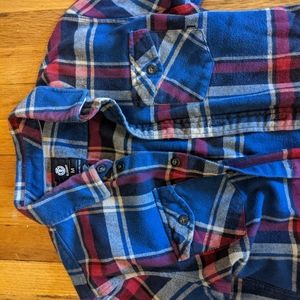 Thick blue/red winter plaid flannel button-down - medium